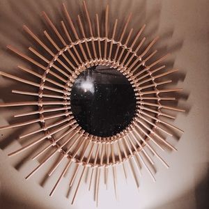 Boho Wicker Wood Sunburst Mirror